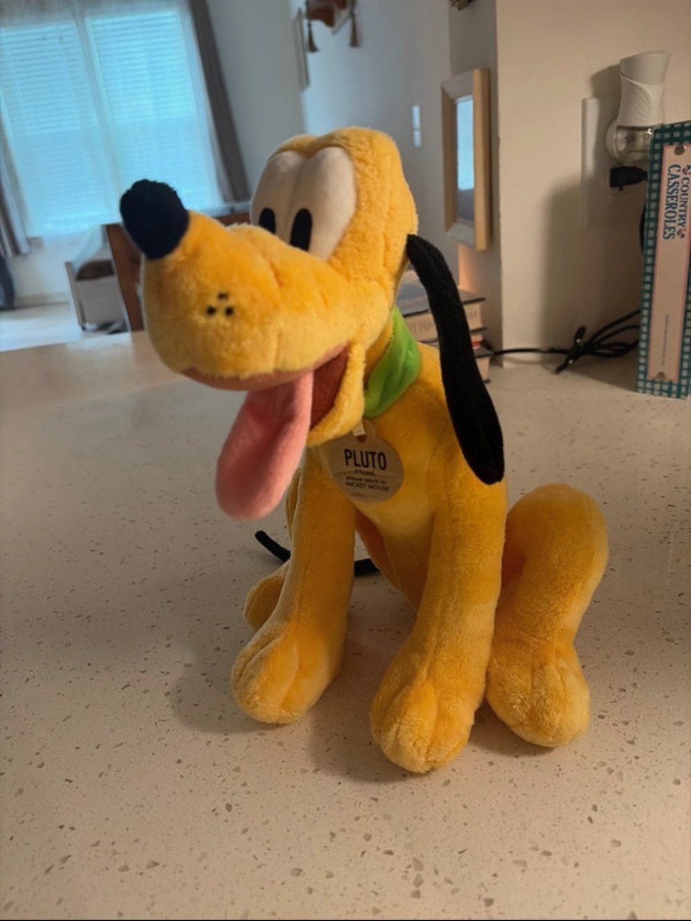 Disney Plush Pluto Dog Toy with Green Collar and Black Ears